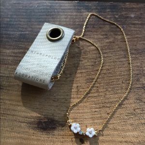 NWT Anthropologie Dainty Gold Floral Opal Necklace